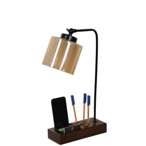 Lámpara de mesa de madera en marrón 22x22x45 cm