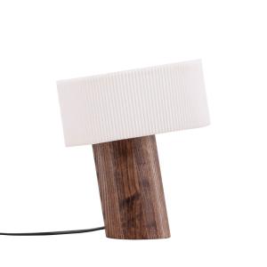 Lámpara de mesa de madera y papel - madera oscura