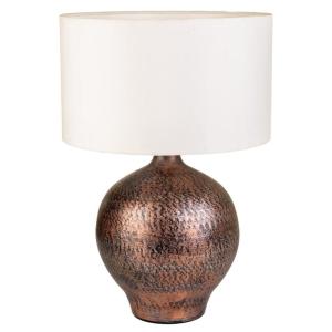 Lampara de mesa de metal acabado artesanal : 29x29x60h cm