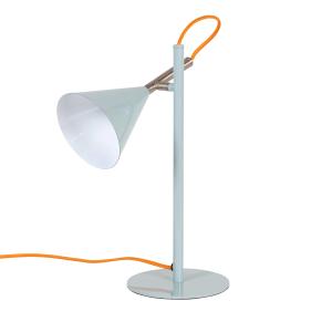 Lámpara de mesa de metal azul hielo y naranja con pantalla…