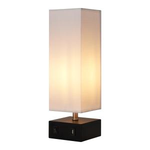 Lámpara de mesa de metal blanca con puerto usb