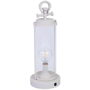 Lámpara de mesa de metal blanco 16x16x46h cm