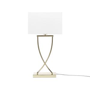 Lámpara de mesa de metal blanco dorado 62 cm