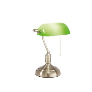 Lámpara de mesa de metal bronce con pantalla de vidrio verd…