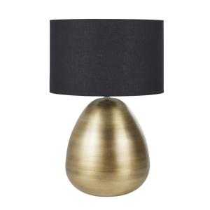 Lámpara de mesa de metal dorado con pantalla de algodón neg…