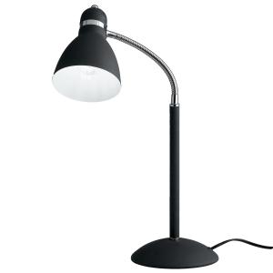Lámpara de mesa de metal negro con pantalla ajustable