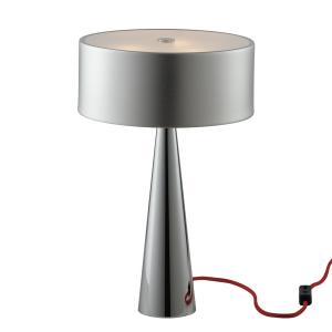 Lámpara de mesa de metal plateado con pantalla de aluminio