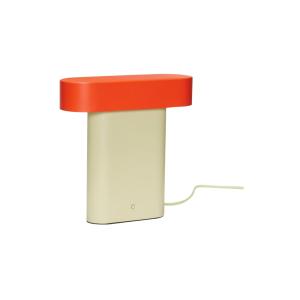 Lámpara de mesa de metal rojo y dorado