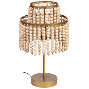 Lámpara de mesa de metal y madera 28.5x28.5x35/50h cm Dorad…