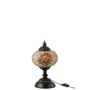 Lámpara de mesa de mosaico de vidrio naranja 18x18x44cm