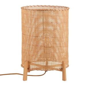 Lámpara de mesa de ratán y madera e27