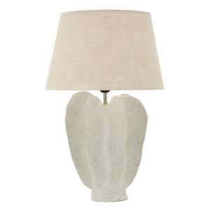 Lámpara de mesa de resina beige con pantalla de tela Ø 40×6…