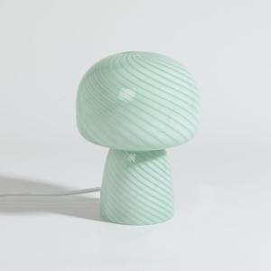 Lámpara de mesa en forma de seta de vidrio verde