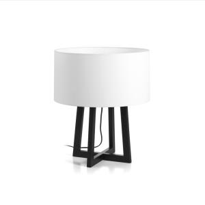 Lámpara de mesa en madera negra, pantalla blanca h: 45cm