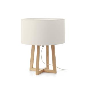 Lámpara de mesa en madera, pantalla blanca h: 45cm