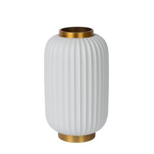 Lámpara de mesa en porcelana blanco y latón 33,7cm