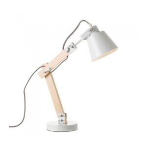 Lámpara de mesa flexo nórdica de madera y metal blanca