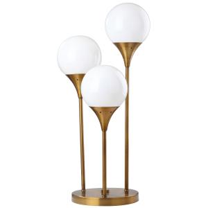 Lámpara de mesa hierro & vidrio en oro, 30 x 30 x 65 cm