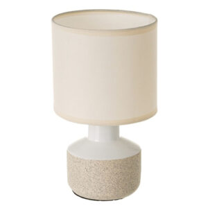 Lámpara de mesa jaspeada de cerámica blanca y beige