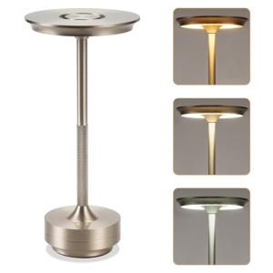 Lámpara de mesa LED de metal plata 27 cm