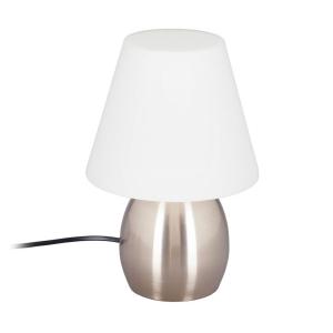 Lámpara de mesa led de metal plateado