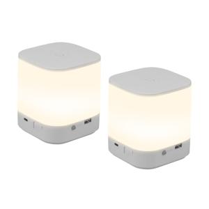 Lámpara de mesa LED de plástico blanco 10 cm (juego de 2)