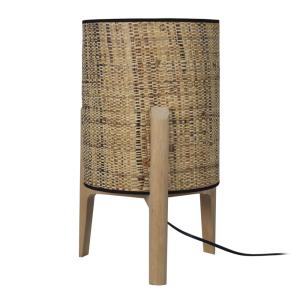 Lámpara de mesa madera natural pantalla jute