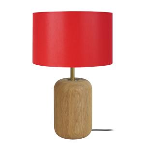 Lámpara de Mesa madera natural y rojo