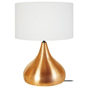 Lámpara de mesa metal cobre pantalla blanco