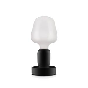 Lámpara de mesa negra a pilas con bombilla LED satinada