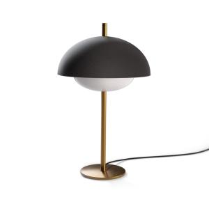 Lámpara de mesa negra con base dorada e27