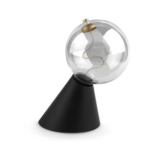 Lámpara de mesa negra con bombilla LED transparente con ref…