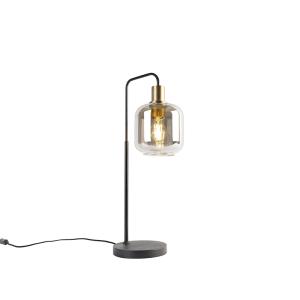 Lámpara de mesa negra oro cristal ahumado