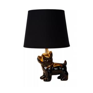 Lámpara de mesa negro con perrito de cerámica y pantalla de…