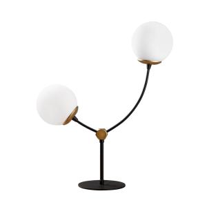 Lámpara de mesa nórdico 2 luces negro y dorado con esferas…