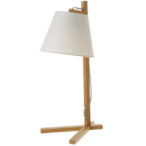 Lámpara de mesa pantalla de bambú beige