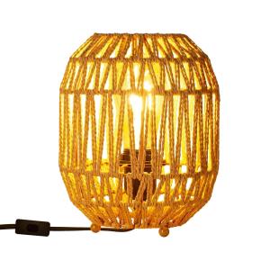 Lampara de mesa ratan tejido a mano natural D.17cm H22cm
