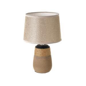 Lámpara de mesa rústica de cerámica y cordón de arpillera m…
