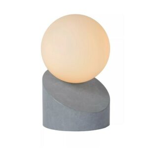 Lámpara de mesa táctil gris y bola de cristal blanco