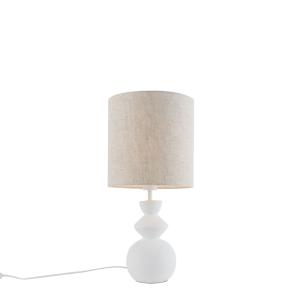Lámpara de mesa tela blanca gris claro 25 cm