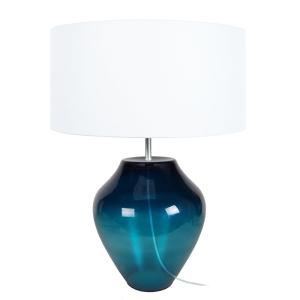 Lámpara de mesa tosel ,vidrio,azul ,a50xd35xp35 cm