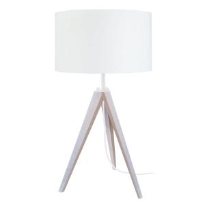 Lámpara de mesa trípode madera blanco metal pantalla blanco…
