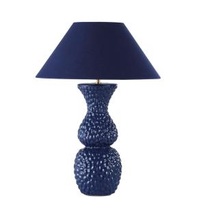 Lámpara de mesa y pantalla cónica azul 50x70 cm
