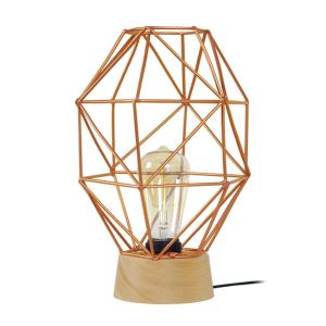 Lámpara de mesamadera Alt.32cm natural Pantalla: cobre