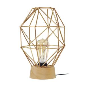 Lámpara de mesamadera Alt.32cm natural Pantalla: dorado