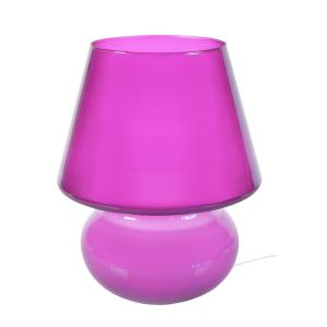 Lámpara de mesavidrio Alt.37cm rosa  fdorado tePantalla: ro…