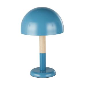 Lámpara de metal azul verdoso y madera de hevea