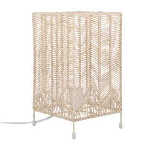 Lámpara de metal blanco y mimbre trenzado