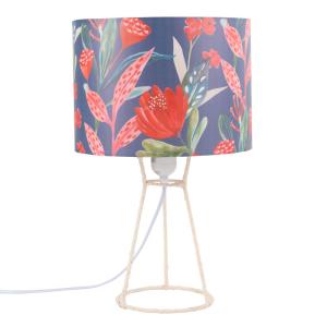 Lámpara de metal con pantalla y estampado floral
