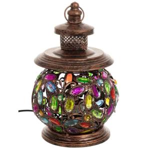 Lámpara de metal cristal acrilico de colores 20x20x31.5h cm